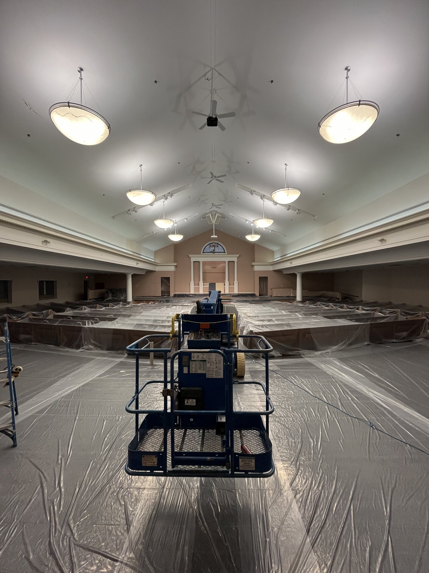 Interior surface preparation and coating — church facility repaint
