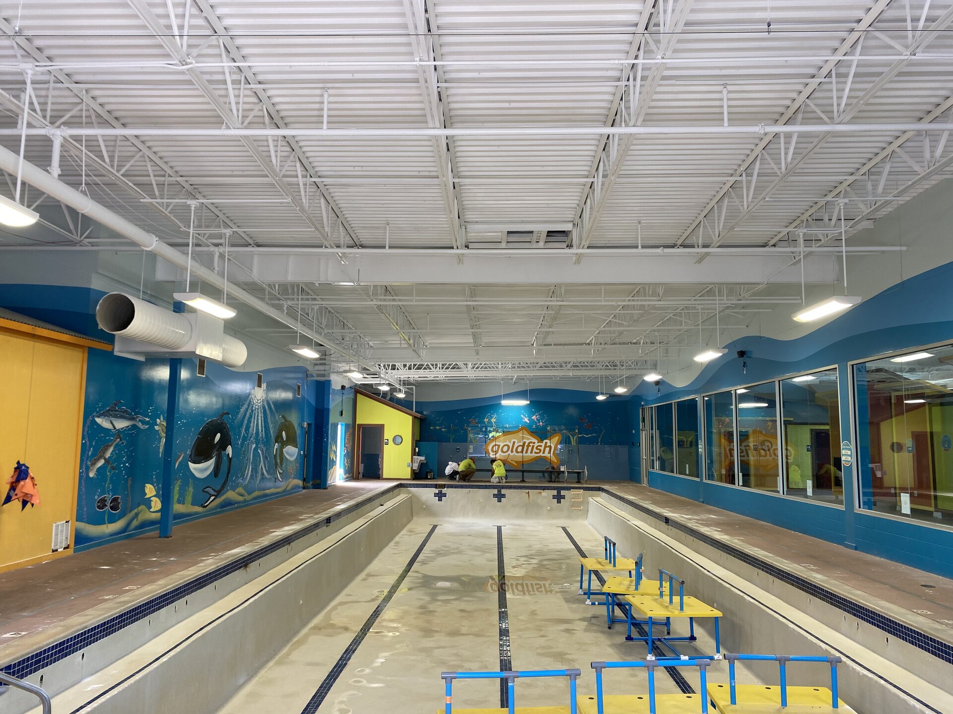 Goldfish Swim School — full facility interior view after repaint is complete