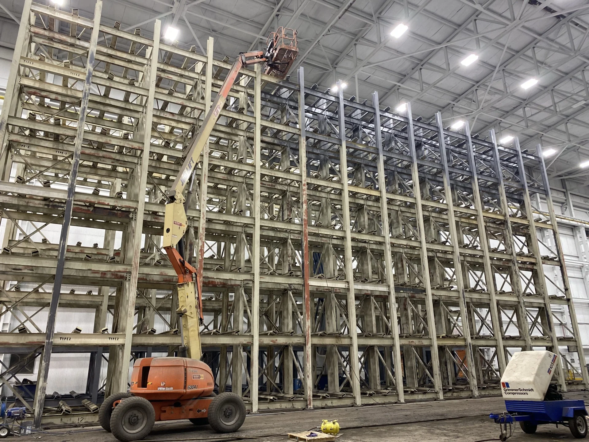 Industrial steel rack coating at U.S. Steel Dearborn facility